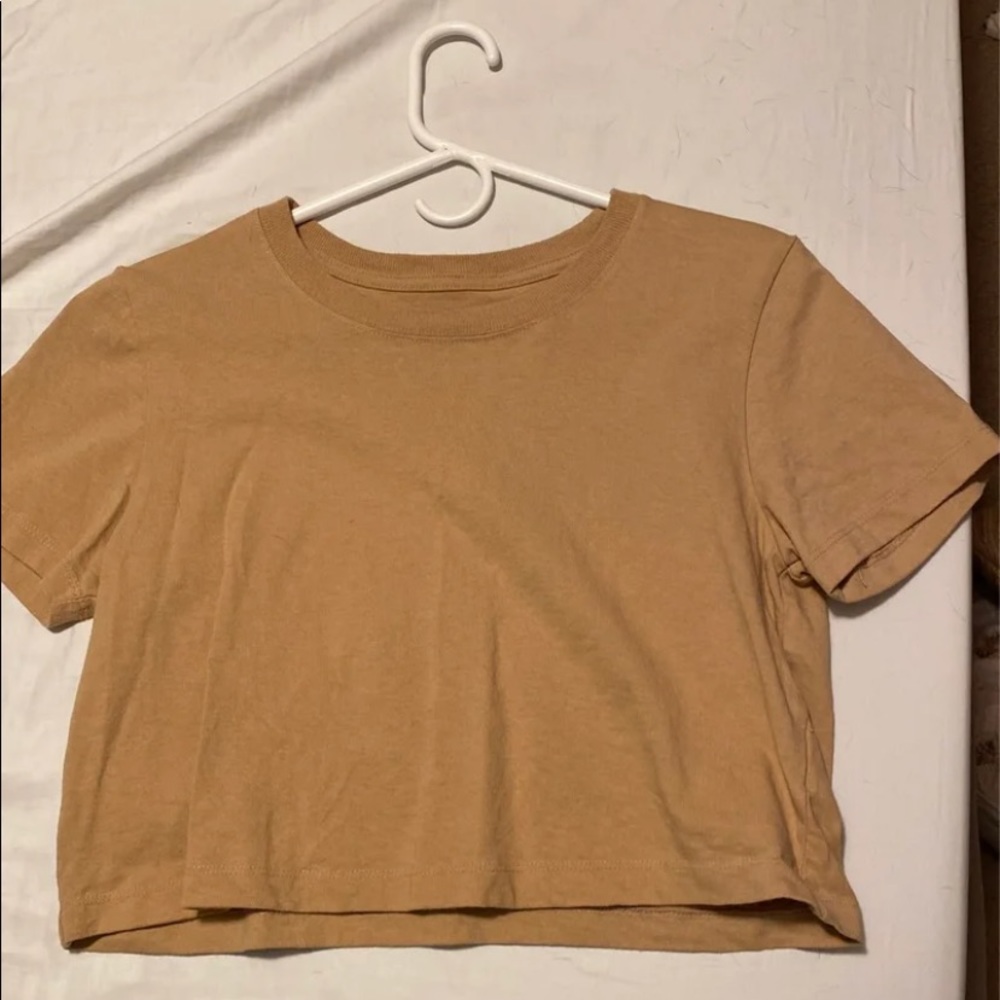 tan urban outfitters cropped tee